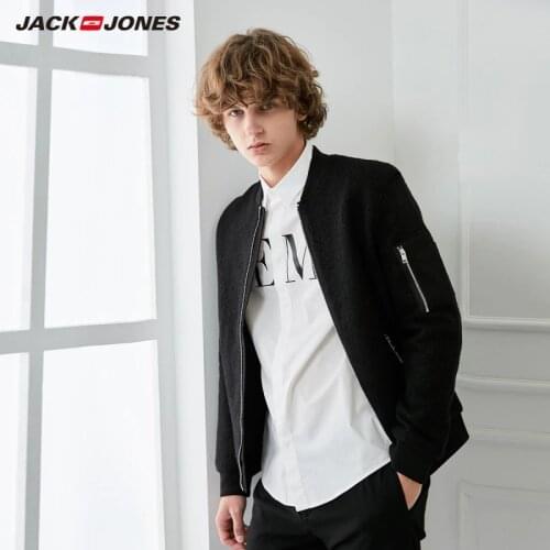 JackJones Mens Pure Color Business Casual Woolen Overcoat Jacket Menswear| 219427501