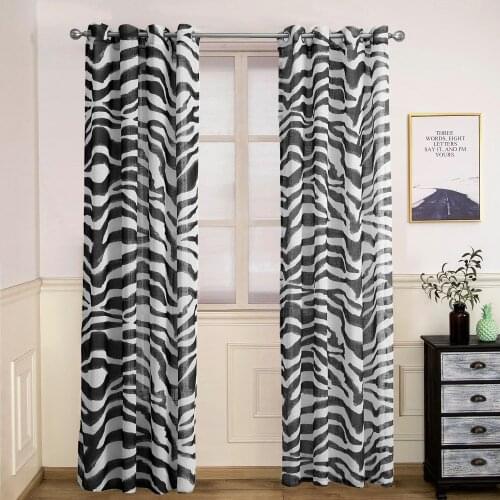 Linen printed curtains Finished curtains for living room bedroom Black and white zebra stripes curtain custom made