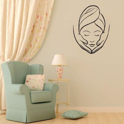 Women Girl Massage Wall Sticker Spa Beauty Salon Wall Window Decorate Makeup Face Vinyl Decal Skin Care Stickers Wallpaper Z981