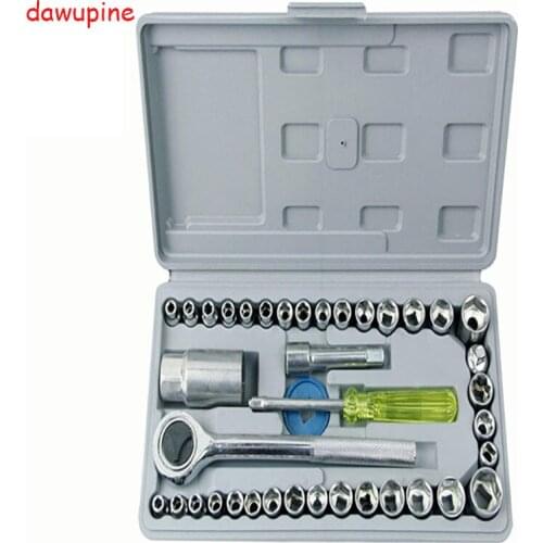 Dawupine 40 pcs Car Repair Tool Sets Combination Tool Wrench Set Batch Head Ratchet Pawl Socket Spanner Screwdriver
