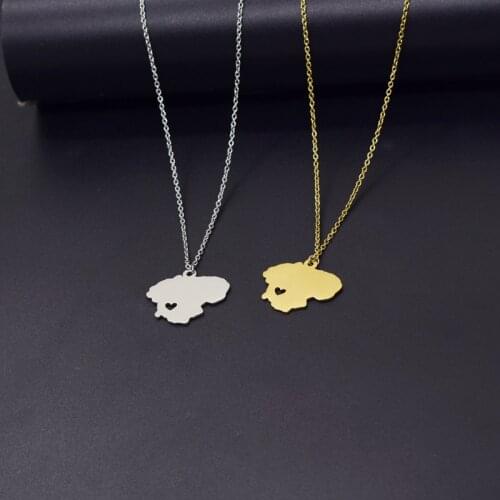 Stainless Steel Lithuania Map Necklace Lithuania Charm Pendant Lithuania Outline Heart Choker Femme Bijoux