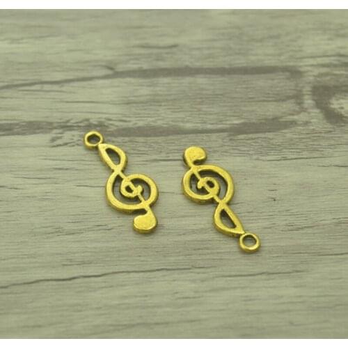 30pcs/lot Fashion Antique gold Alloy musical note Charms Fit Pendants & Necklace Jewelry Findings DIY Handcraft 26*10mm P201