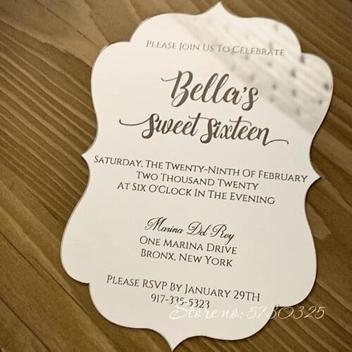 Hot Silver Acrylic Invitations Wedding Mirror Invitation Modern Wedding Invitation Engagement Luxury Wedding Shower Invitations