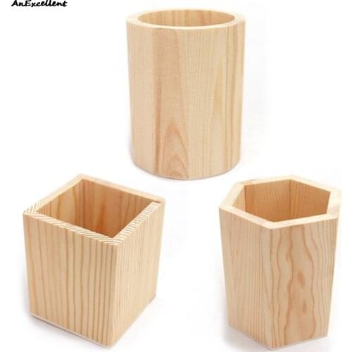 Simplicity Wooden Pencil Stand Holder Box Desktop Organizer Pen Container For Home School Office Desk Storage Accessories