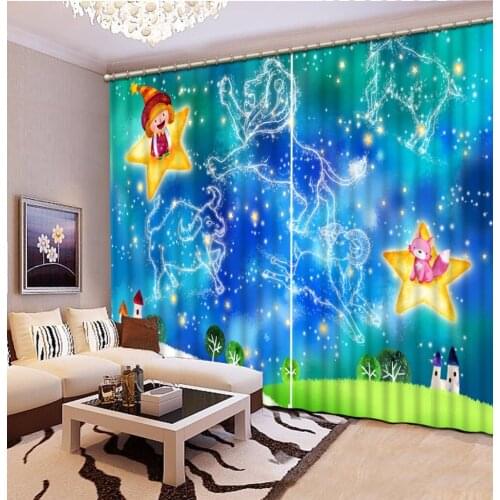 Luxury Curtains for living room european style Customize 3d beautiful Curtains Fantasy Cartoon kitchen Window Curtains Tapestry