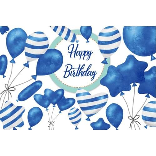 Happy Birthday Backdrop Baby Blue Balloon Photography Background Celebration Photo Booth Studio Decor