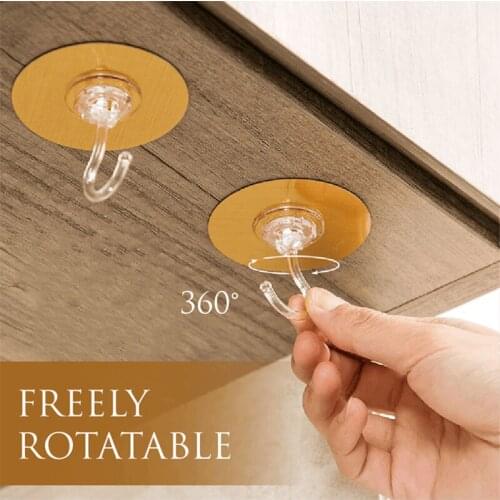 360 Degrees Rotated Kitchen Hooks Self Adhesive 6 Hooks Home Wall Door Hook Handbag Clothes Ties Bag Hanger Hanging Rack