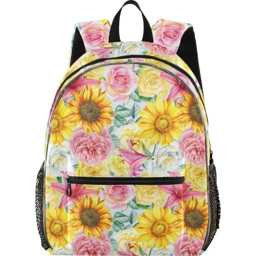Schoolbag Student School Backpack Sunflower Rose Flower Printed Waterproof Bagpack Primary Book Bags For Teenage Girls kids