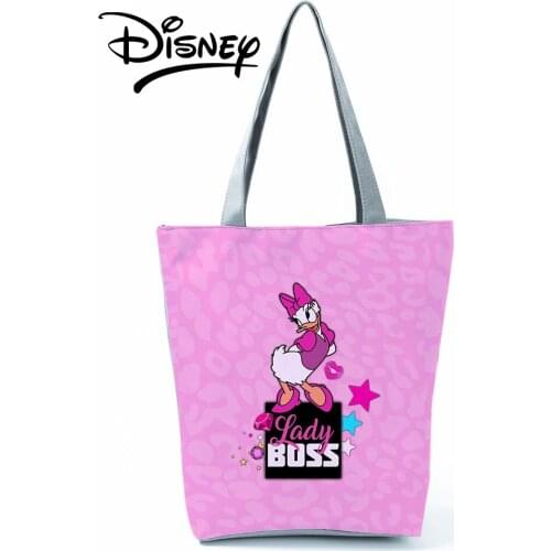 Disney Donald Duck Handbags Women Shoulder Bag Fashion High Capacity Eco Reusable Shopping Bag Cartoon Beach Tote Custom Pattern