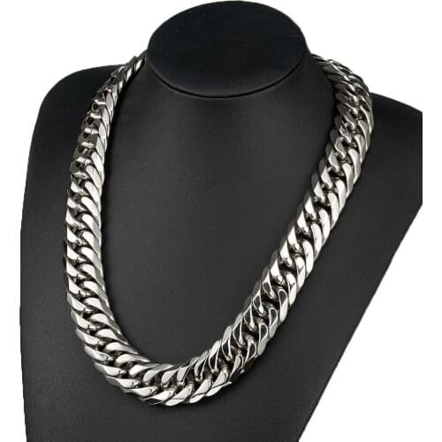 Heavy 19/21MM Silver Color Stainless Steel Cuban Curb Link Chain Men Necklace Or Bracelet 7-40" Jewelry Fashion Jewelry