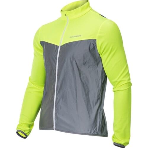ROCKBROS Cycling Jacket Windproof Reflective Bike Jersey Bicycle Vest Running Hiking Wind Coat Green MTB Motorcycle Windbreaker