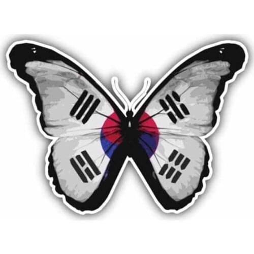 JuYouHui Exterior Accessories Decal Beautiful South Korea Butterfly Flag Car Sticker Motorcycle Vinyl Decals Art Pattern