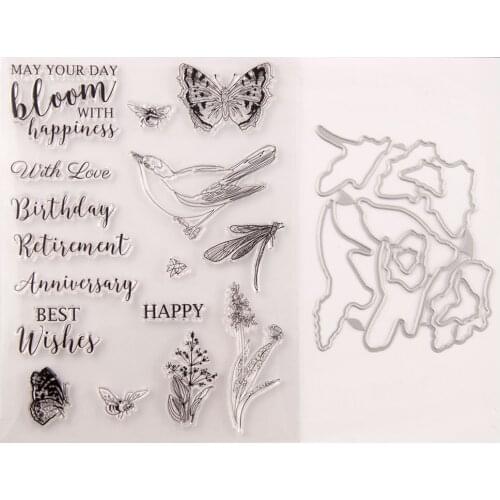 Reunion 2021 Blessing Butterfly Bird Metal Cutting Dies and Stamps Scrapbook Craft Stencil DIY Album Paper Template Model 2021