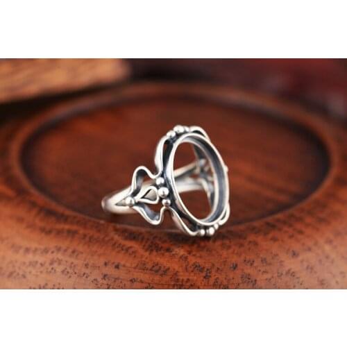 10pcs/lot Art Nouveau Sterling Silver 925 Women Engagement Wedding Ring for13x16mm Oval Cabochon Semi Mount Fine Jewelry Setting