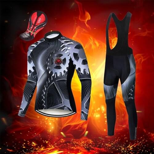 Winter Cycling Jersey Set 2021 Men Warm Thermal Fleece Road Bike Clothing MTB Long Suit Maillot Sport Bicycle Clothes Male Kit