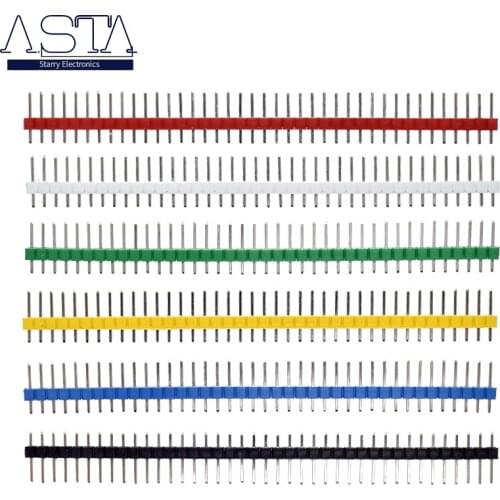 10pcs/lot 2.54mm Green + White + Red + Yellow + Blue Single Row Male 1X40 1*40 Pin Header Strip ROHS CGKCH090