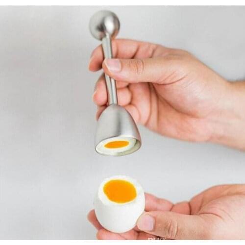 100PCS Creative Stainless Steel Dining Egg Topper Cutter Cracker Shell Boiled Raw Egg Openers Kitchen Gadgets Tool #4305