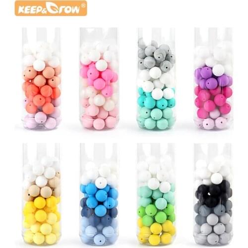 Bebe 15MM Round Teething Beads DIY Chewable Colorful Teething Pacifier Chain Bracelet BPA Free Silicone Beads Newborn Care Toys