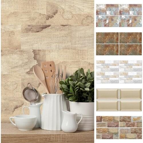 9pcs 3D Brick Mordern Style Wall Sticker Bedroom Kitchen Bathroom Self Adhesive 3D Wallpaper Sticker Tile Home Decor