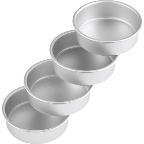 4 Pcs Cake Pan Aluminum Alloy Round Baking Pans Cake Pans Set Easy to Clean Dishwasher Washable 6.7 Inches Cake Mould
