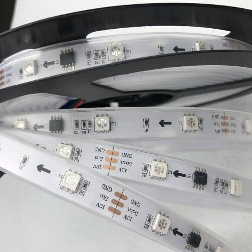 5m DC12V WS2811 150LEDs (10pixes/m) WHITE PCB led digital strip;IP66;waterproof in silicon tube