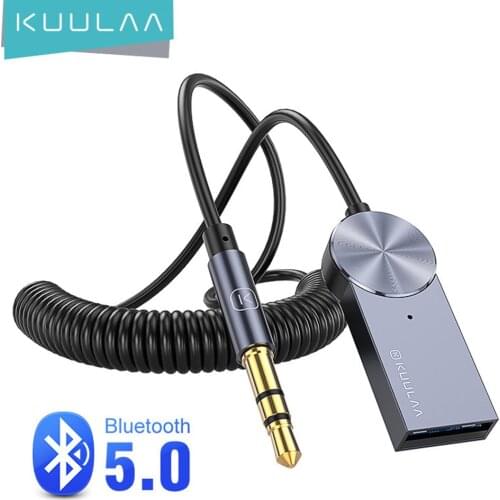 Kuulaa Aux Bluetooth Adapter Dongle Cable for Car 3.5mm Jack Aux Bluetooth 5.0 Receiver Speaker Audio Music Transmitter