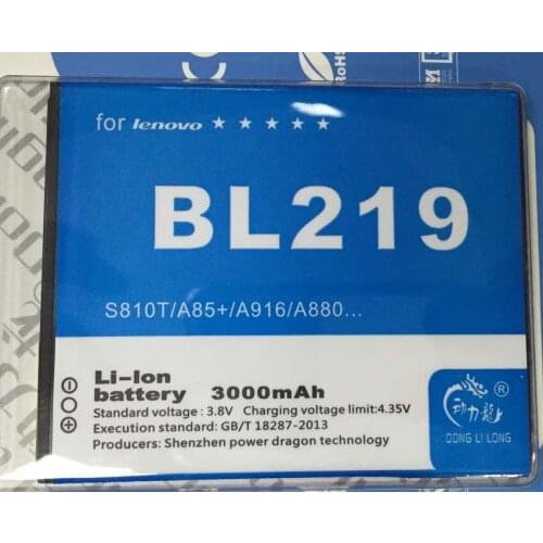 BL219 Battery For Lenovo A880 Battery S856 A889 A890e S810t A850+ A916 2500mAh Batteri Donglilong