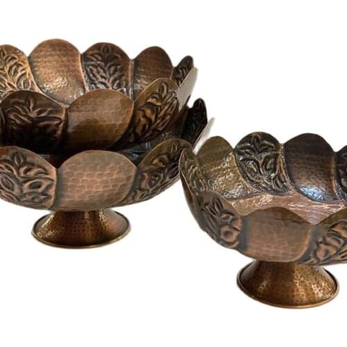 Big Size SET OF 3 Round handmade copper bowl gift handcrafted hammer engraved 100% pure copper table decorative item food plate