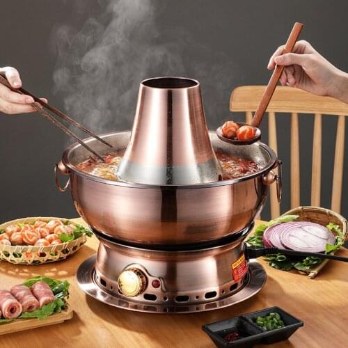 Imitation Copper Hot Pot Home Classical Large Capacity Electric Charcoal Dual-use Sturdy And Durable Anti-scalding Easy To Clean