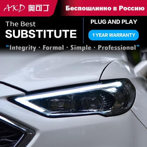 2 PCS AKD Car Styling For Ford Mondeo Fusion 2017-2020 Head lamp LED Headlight LED Dual Projector Headlights Replacement