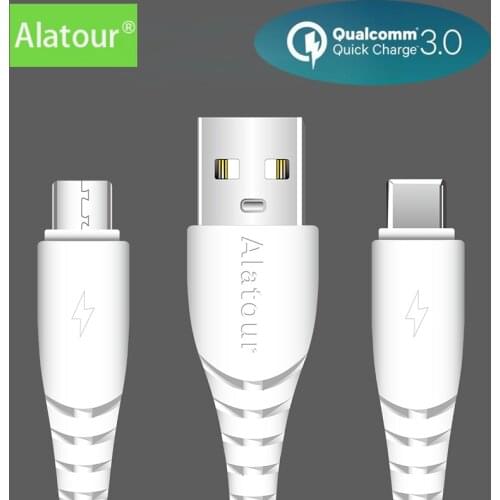 Alatour 3A USB Type C Micro Lightning Cable for Huawei iphone Supercharge 40W Fast Charging USB-C Charger Cable for Phone Cord