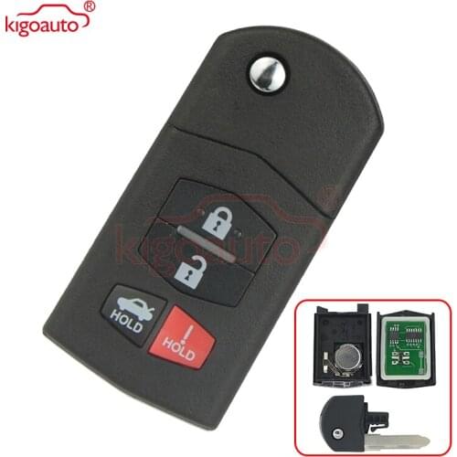 Kigoauto 315MH 4D63 BGBX1T478SKE125-01 Flip 3+1 4 Button Remote Key Fob for Mazda 3 6 MX-5 Miata CX-7 CX-9 RX-8