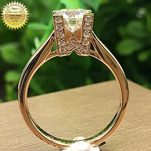 10K Au417 Rose Gold Ring Wedding Party Engagement Ring 1 2 3 4 5 Carat Round DVVS Moissanite Diamond Ring W Crown Trendy