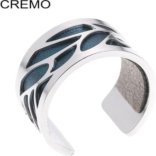 Cremo Open Resizable Stainless Steel Rings For Women Interchangeable Leather Ring Rose Gold Bijoux Bagues Pour Femme Anillos