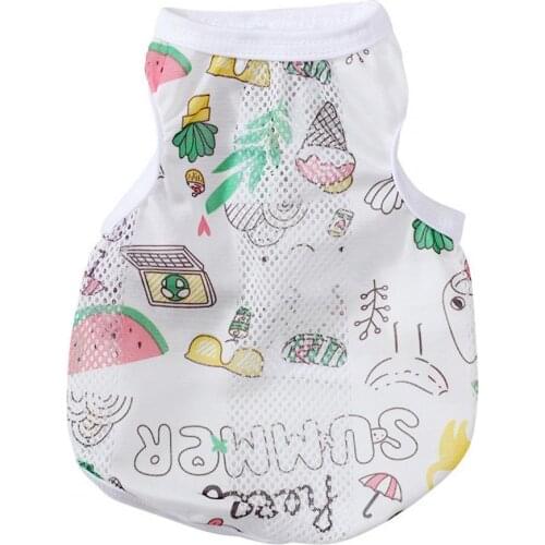 80% Hot Sale Stylish Pet Clothes Ice Cream Pattern All-match Breathable Cartoon Pet Dogs Vest Costume for Summer Pet Clothing