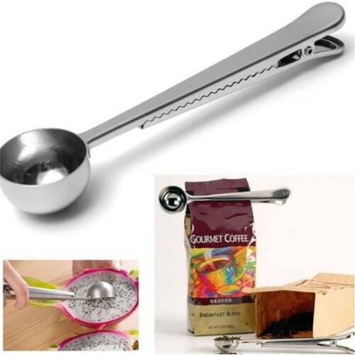 Multifunction Kitchen Supplies Coffee Scoop With Clip Stainless Steel Tea Coffee Measuring Cup Coffee Scoop Spoon Melon spoon ic