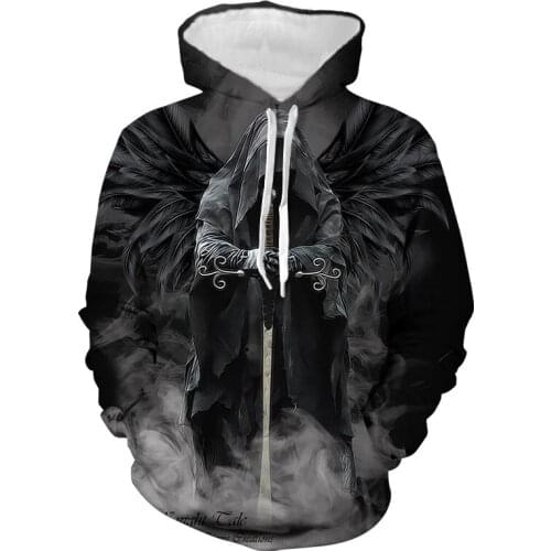 2021 spring and autumn mens skull 3D printed sanitary clothes European and American Pullover fashion loose Hoodie