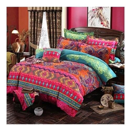 Geometric Bedding Set ( Duvet Cover + Bedsheet + Pillowcase) Twin Full Queen King Size Blue and Orange Boho Bedc