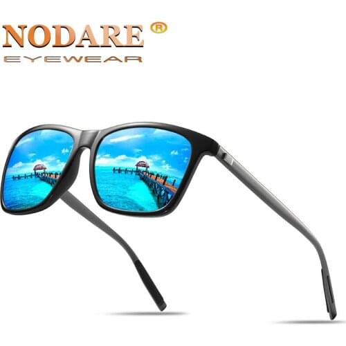 NODARE Polarized Men Sunglasses brand designer Retro Square Sun Glasses Accessories Unisex driving goggles oculos de sol