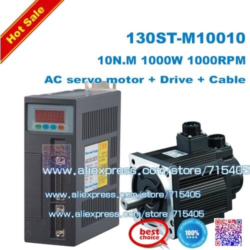 NEW 1KW AC servo sytem 130ST AC Servo Motor 130ST-M10010 with Servo Driver M10010 for CNC Machine upgrade