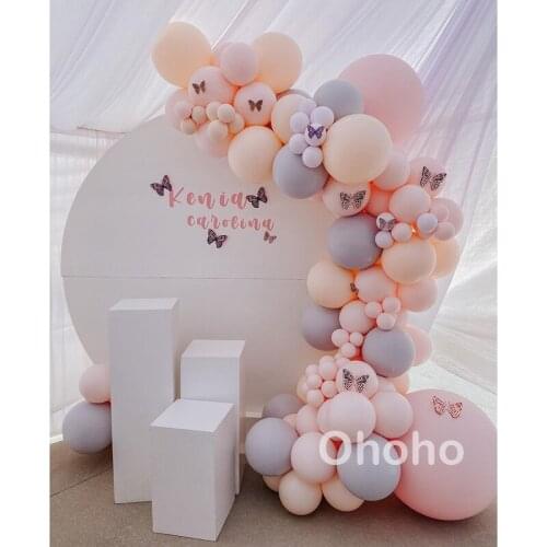 Ohoho Pastel Macaron Balloon Garland Arch Kit Baby Shower Girl Christening Baptism Wedding Birthday Party Decoration Supplies