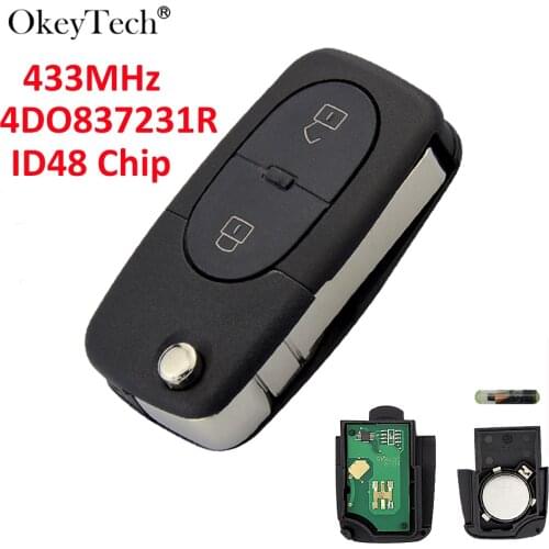 OkeyTech For Audi A2 A3 A4 A6 A8 TT 433Mhz ID48 4D0837231R Chip 2 Buttons Remote Control Car Key Flip Folding Transponder Key