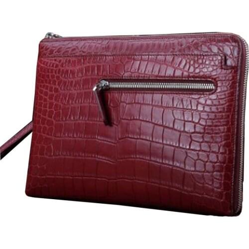 Ourui new selling true crocodile male Hand caught black men crocodile bag Thin section men clutch bag