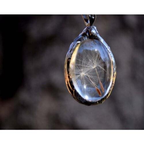 QIMING Dandelion Seed Pendant Necklace For Women Best Friend Gift Blessing Wish Fashion Jewelry Glass Wishing Necklace