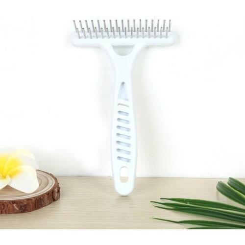 5.3 inch White Pet Rake Comb Pet Hair Shedding Metal Comb Brush Cat Dog Hair Removal Comb Grooming Deshedding Supplies