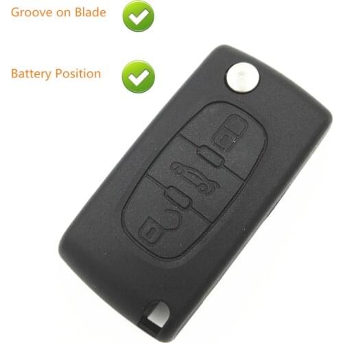 3 Buttons Trunk Button Flip Replacement Blank Key With Battery Place Groove on Blade For Peugeot Key 307 407 207 Key Shell Cover