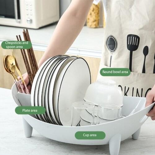 Dish Drying Rack Oval Shaped Drainer with Utensil Holder Plate Bowl Cutlery Storage Vegetable Basket Kitchen Organizer
