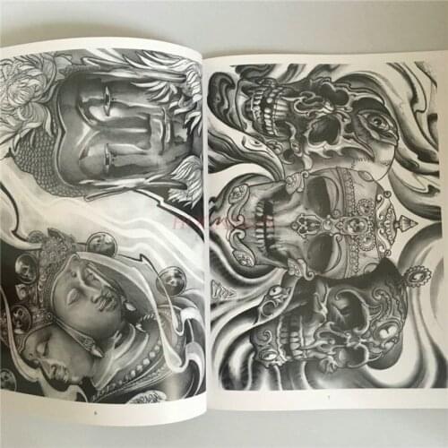 Tattoo Manuscript 2018 New Traditional Book Tattoos Atlas Geisha Ghost Warrior Prajna Jellyfish Phoenix Faucet Flower Tatoo Sale