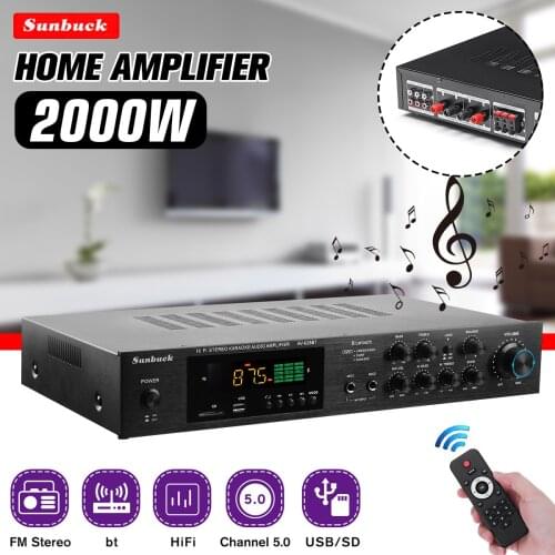 SUNBUCK 1120W bluetooth Stereo Amplifier Surround Sound USB SD AMP FM DVD AUX LCD Display Home Cinema Karaoke 5CH HIFI Amplifier