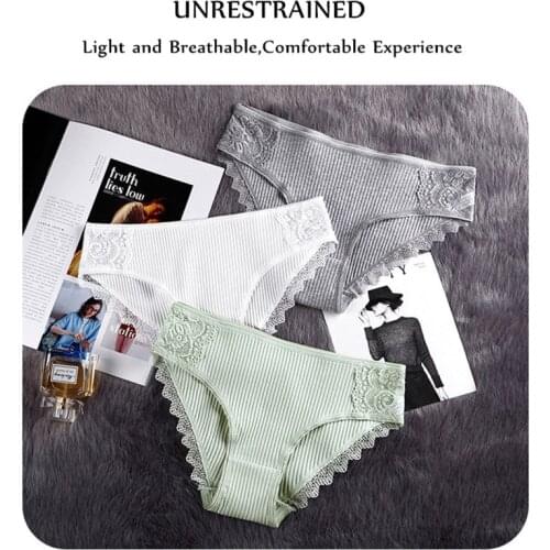 2020 Womens Panties Girls Solid Color Briefs Sexy Lace Lingerie Comfortable Underwears For Woman Low-Rise Pantys Intimates